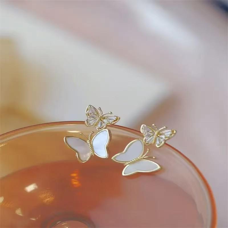 S925 Silver Korean Fashion Butterfly Shell Earrings for Women