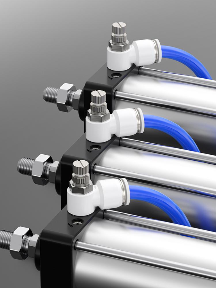 Adjustable Pneumatic Throttle and Speed Control Valve with Quick Connector for Air Tubes SL4 6 8-M5-01-02