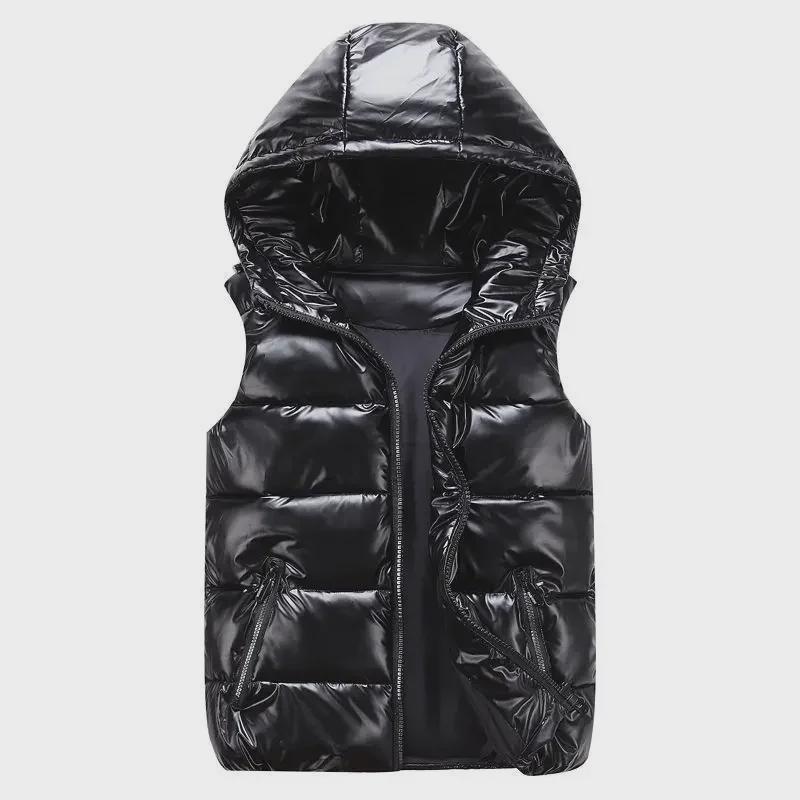 2024 Shiny Women's Hooded Vest: Korean Style, Wash-Free for Autumn/Winter - Perfect for Couples and Students