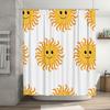 Bright Sunflower Shower Curtain White Bath Decor For Kids Room Waterproof Fabric Printed With Smiling Faces Perfect Gift For Mot