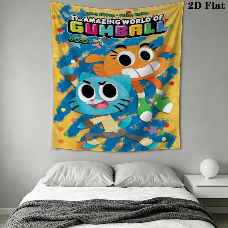 The Amazing World of Gumball Wall Tapestry Aesthetic Wall Hanging Printed Fabric Blanket Decorative Tapestries for Bedroom Living Room Home Decor