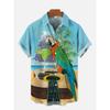 Eye-Catching Fire Electric Guitar Music Elements And Street Scenes3D Printing Short Sleeve Shirts For Men Fashion Hawaiian Shirt
