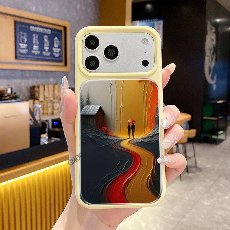 Explosive art black and white swan oil painting mobile phone case iPhone17 liquid silicone case 16pm protective case
