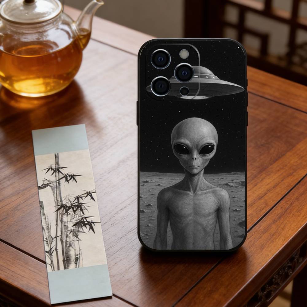 Funny alien images  Phone Case For iPhone 17, 16,15,14,13,12,11 Plus,Pro Max, Others Soft Black Cover