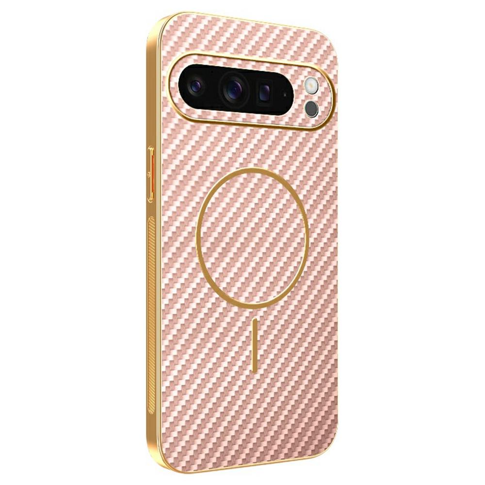 For Google Pixel 9 Pro XL Phone Case Carbon Fiber Textured Electroplated TPU Back Cover