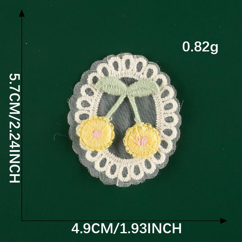Original Embroidery Label Hair Accessories Accessories Cherry Lace Embroidery Sticker Diy Patch Clothing Accessories Cloth Label Cloth Sticker