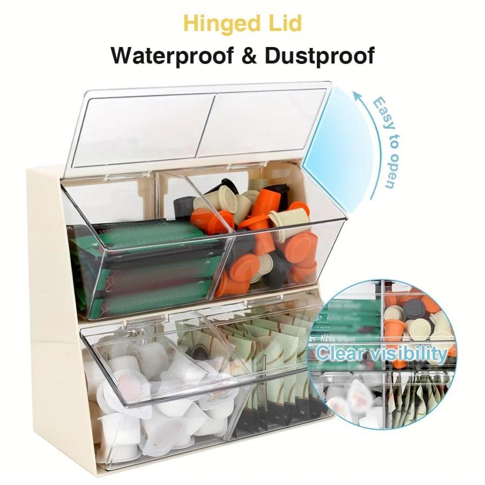 Large Capacity Coffee Capsule Storage Rack Plastic Coffee Pod Holder Tea Bag Storage Box for Home