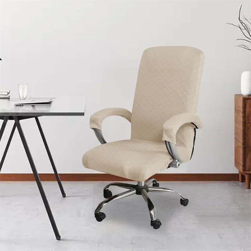 Kariertes Jacquard Bürostuhlbezug Elastisch Chef Drehstuhl Computerstuhl Sitzbezug Stretch Gaming Stuhlbezüge mit Armlehnenbezügen