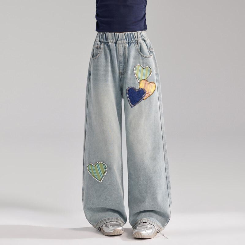 Girls  Embroidered Heart Straight-Leg Jeans 110