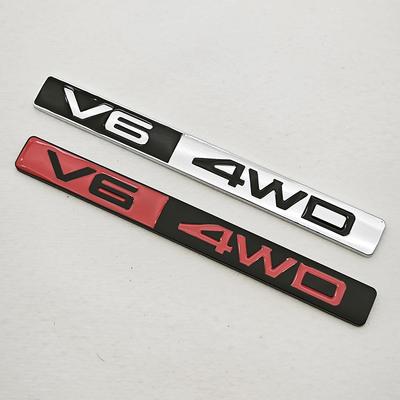3D Metal Car Styling V6 4WD Logo Rear Trunk Badge Side Fender Emblem Sticker Car Body Auto Exterior Accessories