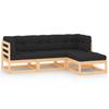 Vidaxl 4-Cz. Garden Furniture Set With Cushions, Solid Pine Wood