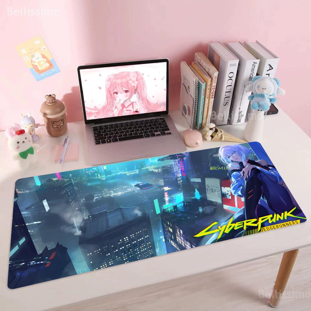 Ccyberpunk  Cute Cartoon Eedgerunners Mouse Pad Anime Keyboard Large Mousepad for Gaming Accessories Notebook Rubber Desk Mat