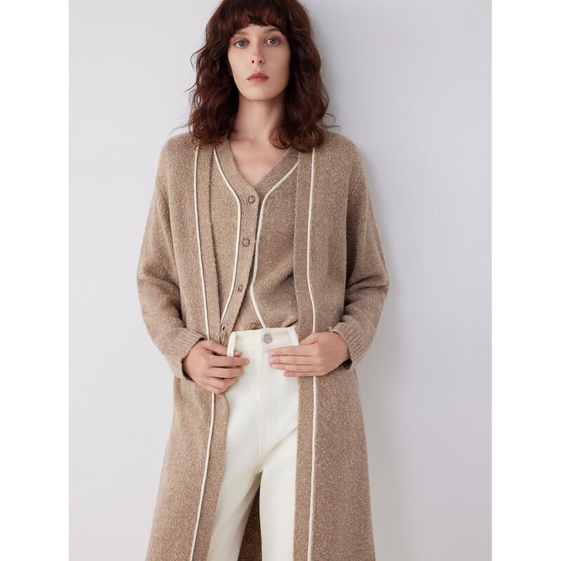 ELLE Women's French Lambswool Long Knitted Cardigan