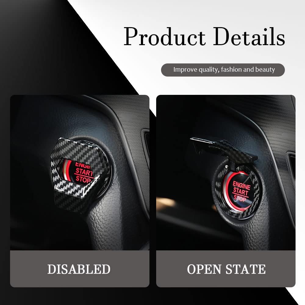 Engine Start/Stop Button Cover, Carbon Fiber Zinc Alloy Car Power Control Trim, Push To Start Button Key Ignition Protective Cover, Universal for