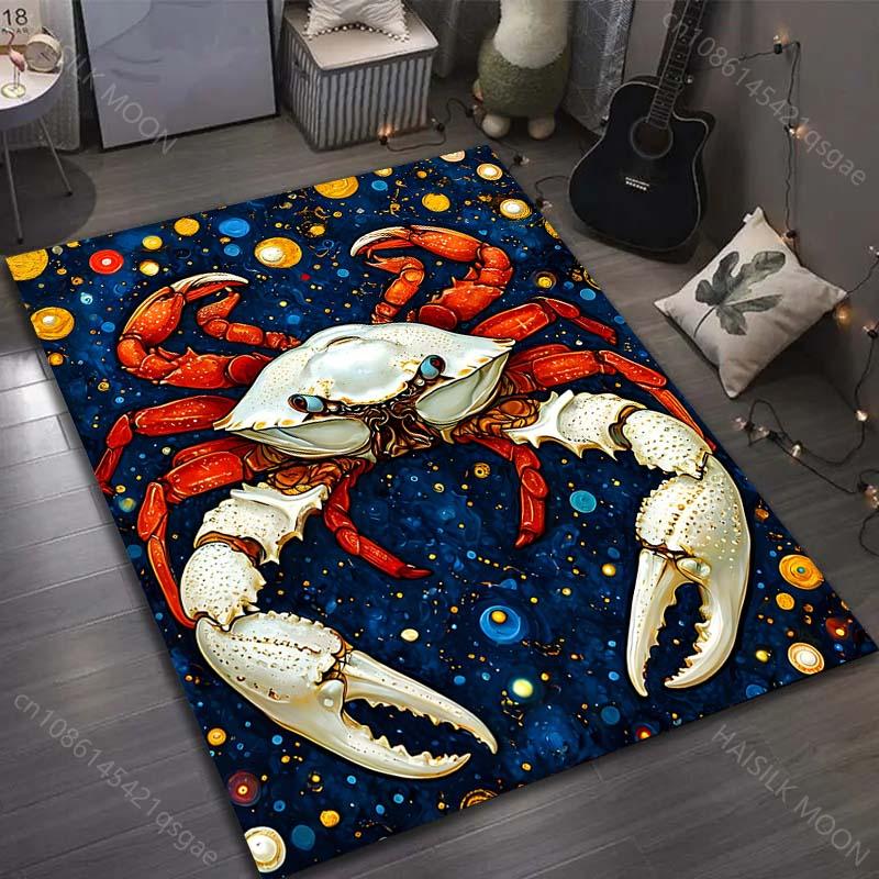 Fantasy Starry Sky Crab Print Carpet for Bedroom Living Room Bedside Sofa Floor Mat Modern Home Decor Area Rug for Gfits