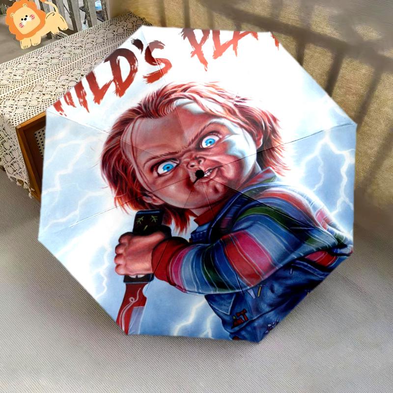 Horror Icons Unite Folding umbrella travel 8 paraphenoid bones Sun umbrella Umbrella printing