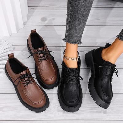 New Plus Size Women'S Thick-Soled Casual Shoes Round Head Spring And Autumn New Small Leather Shoes Fashion Versatile