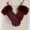 Warm Touchscreen Plush Gloves Faux Fur Trim Cycling Windproof Gloves  Women
