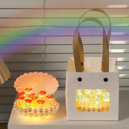 Rose Night Light Flower Lamp Shell Light Rose Bedroom Table Lamps Warm Ambiance Light Unique Gifts for Women Her Girlfriend Wife