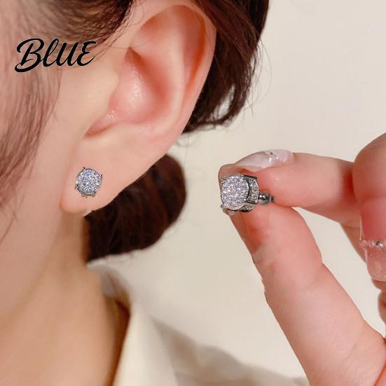 Women Stud Earrings 1 Pair Square Rhinestone Wedding Ear Studs