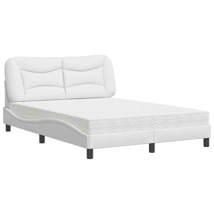 VidaXL Bed with Mattress White 140x200 Cm Faux Leather 3208725