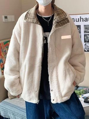 Men's Trendy Lambswool Jacket: Winter Street Style, Loose Fit, Double-Sided, Versatile Casual Coat