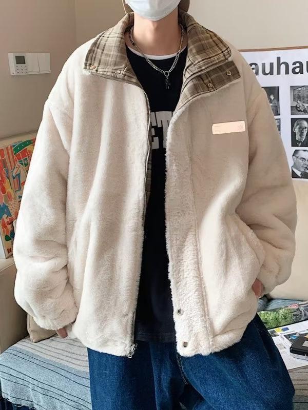 Men's Trendy Lambswool Jacket: Winter Street Style, Loose Fit, Double-Sided, Versatile Casual Coat