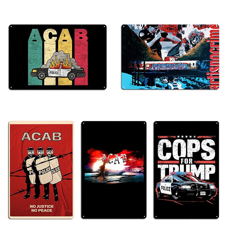 It's Time To Stop The Police Acab Poster Metal Plaque Club Party Living Room Painting No Justice No Peace Tin Sign Poster