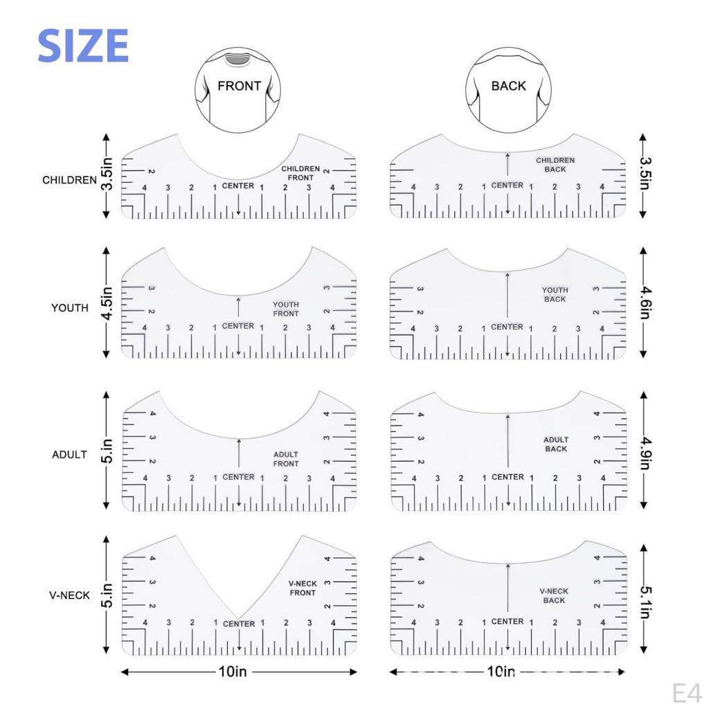 8 Pezzi Righello Guida per Magliette per Allineamento Vinile Stampa Serigrafica Pressa a Caldo