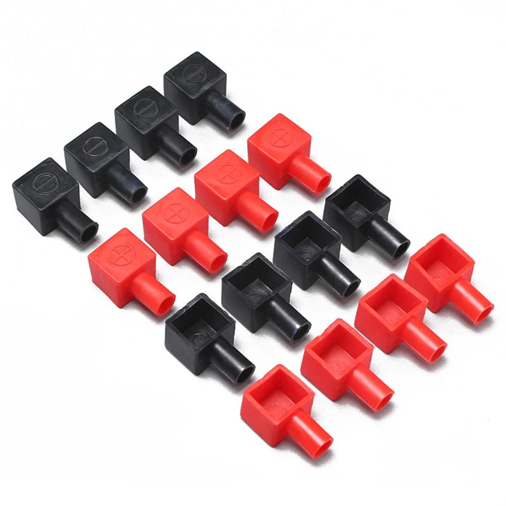 2Pcs Square Motorcycle Car Battery Terminals Rubber Covers Battery Terminals Protection Sleeve Positive Negative Pole Cover