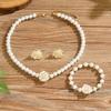 3Pcs Camellia Women'S Party Necklace Bracelet And Earrings Set Elegant Bridal Jewelry Gift