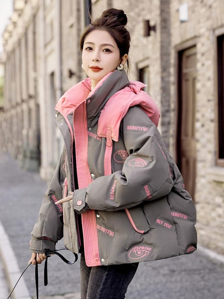Hooded Short Down Jacket Women's Winter Thickened Coat Feels Super Good-looking, Small Bread Jacket 90 White Duck Down