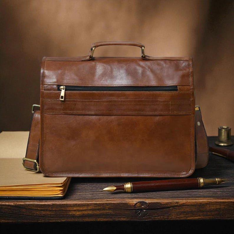 Handmade Leather Messenger Bag – Unisex Cross Body Satchel with Laptop Compartment & Adjustable Strap | Small Goat Leather Shoulder Bag