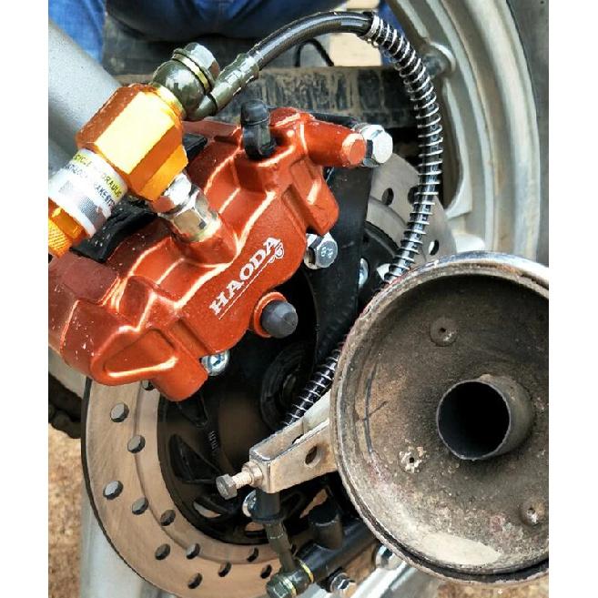 Motorcycle Hub Brake Modified Hydraulic Rear Disc Brake Disc Kit for Honda Yamaha Upper Lower Pump Calipers Overall Installation