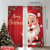 2pcs 2D Flat Printing Christmas Party Curtain Vintage Santa Merry Christmas 100% Polyester Fabric Without Electricity 0 Perfect