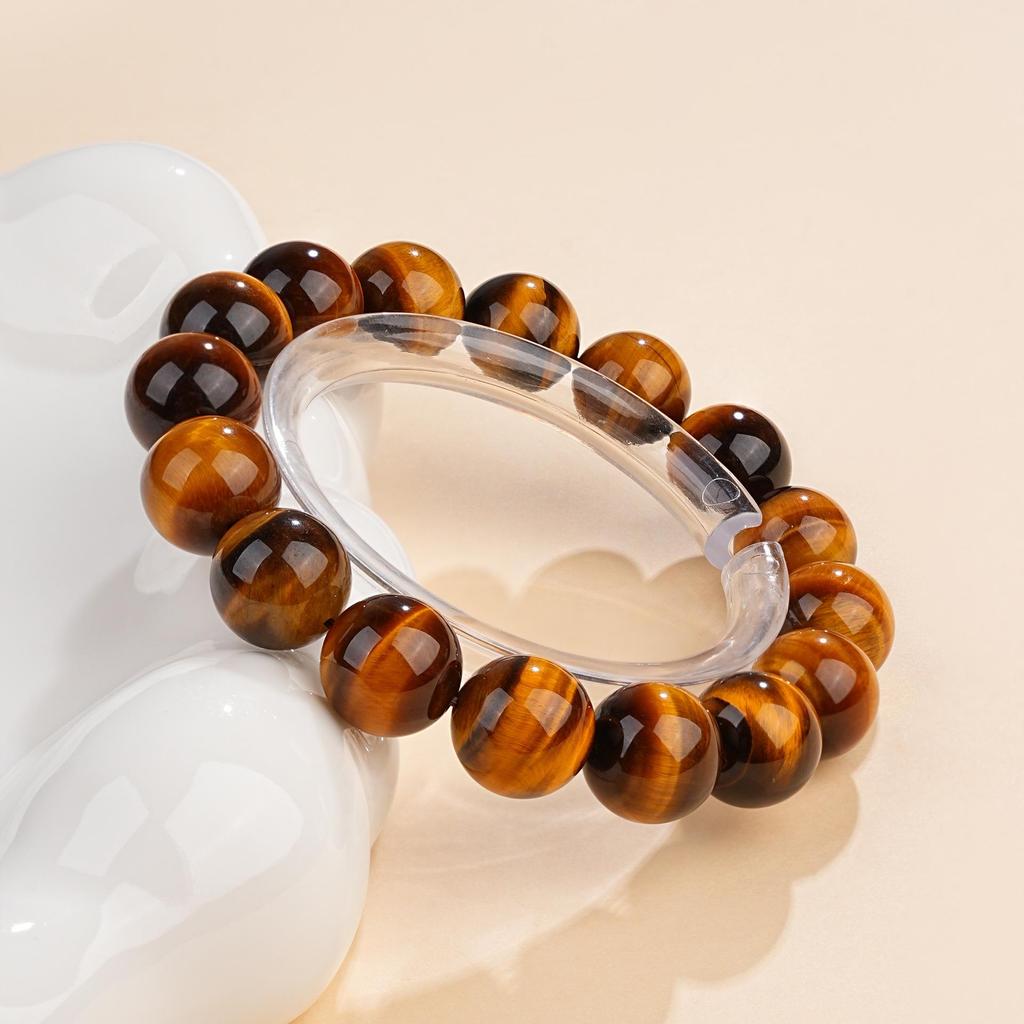 Mei Zhuo Crystal Natural Yellow Tiger Eye Round Bead Bracelet for DIY Stringing