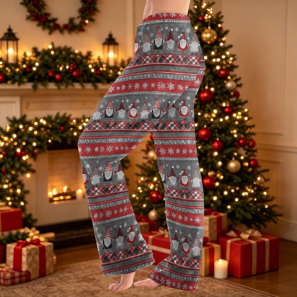 Women's Flannel Christmas Print Pajama Pants, Comfortable Warm Sleep Pants