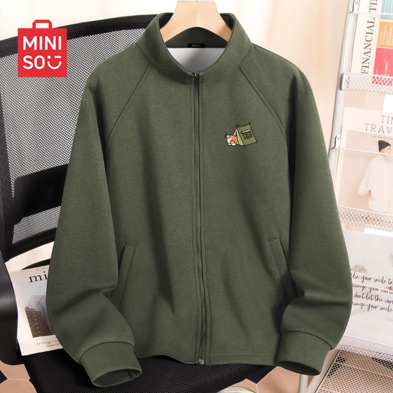 MINISO Men s American Retro Stand Collar Knit Jacket M