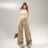 YC & American Retro High Waist Wide-Leg Khaki Jeans for Women - Versatile Spring/Summer Long Pants