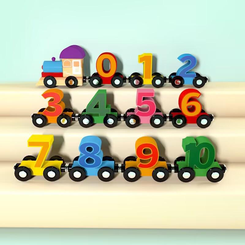 Magnetic Wooden Number Train: Educational Blocks for Children Ages 1-3