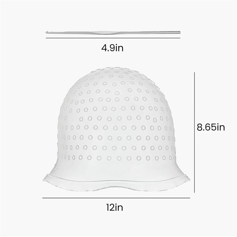 BEPAN Silicone Hair Coloring Highlighting Cap with Hooks 2 Set Reusable Silicone Highlight Cap Pull Through Hair Coloring Frosting Cap