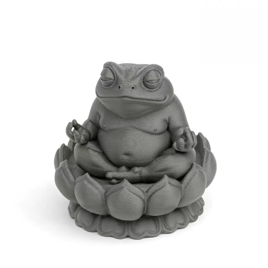 Een mollige Zen-kikker, een meditatiekikker, een 3D-geprint decoratief item, geschikt voor thuis en kantoor, een heel goed cadeau