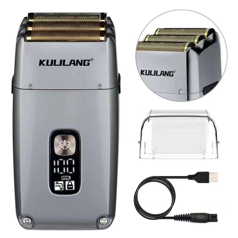 White Electric Three-Blade Mesh Head Shaver - Waterproof Clipper for Balding and Hair Trimming