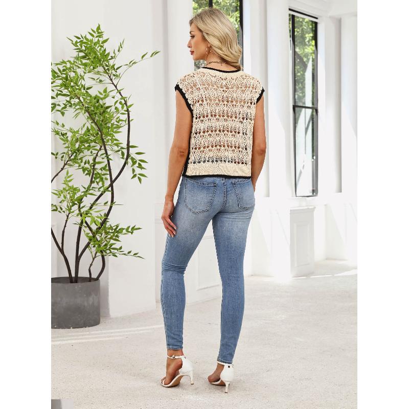 2026 Spring/Summer New Hollow Out Knitwear Women's Vest Top