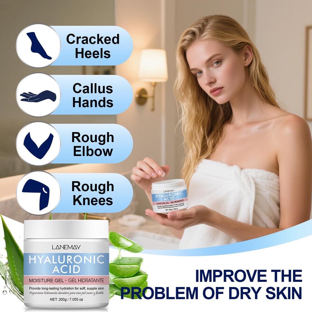 Hyaluronic Acid Moisture Gel-Provide Long-Lasting Hydration For Fine Lines And Wrinkles Keep Skin Soft, Supple-Suitable For All Skin Types, 200ml