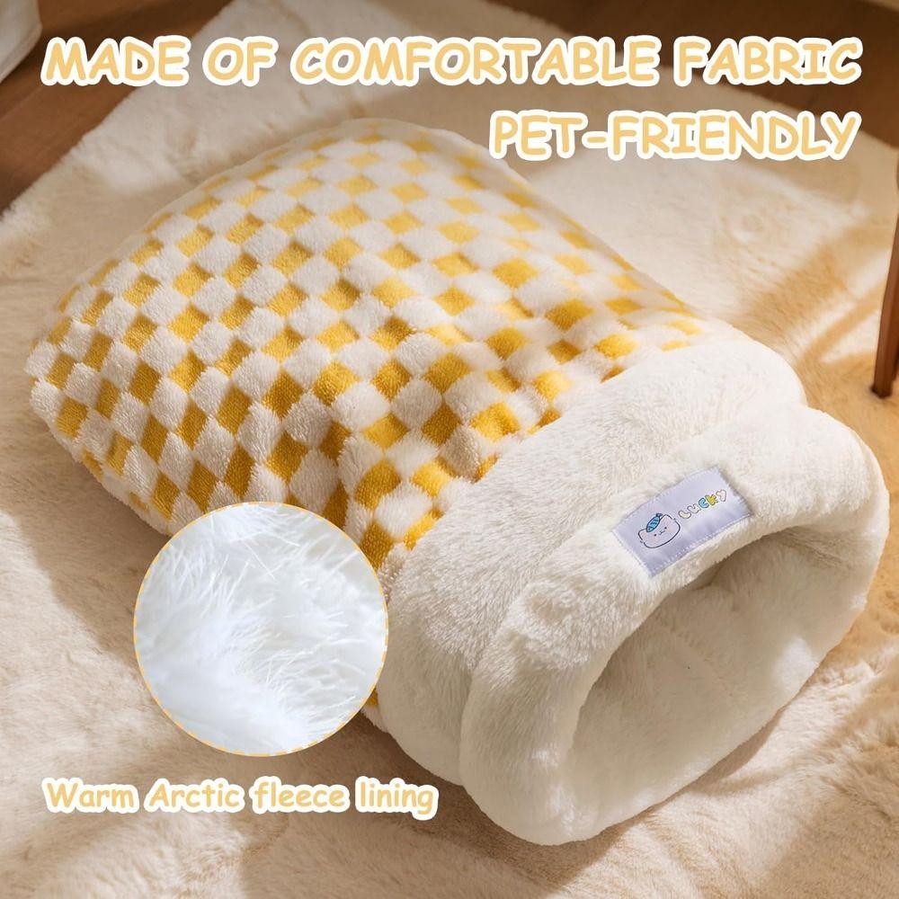 Plush Cat Sleeping Bag 360°Wrap Pet Nest Cozy Pet Snuggle Sack