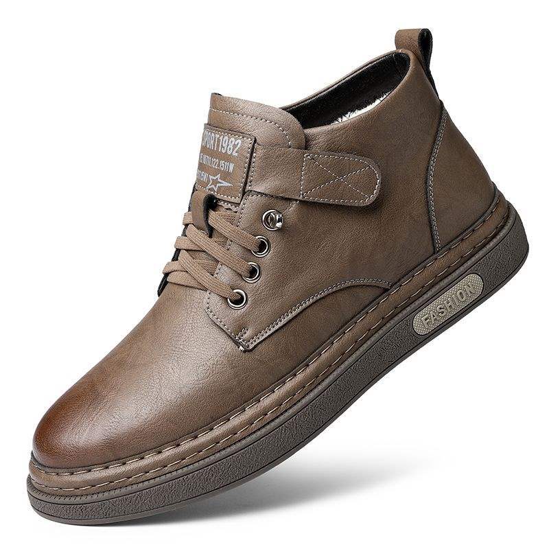 

Трендовая обувь мужская мода универсальные бархатные полусапоги повседневная обувь модная деловая теплая осенне-зимняя британский стиль бархатная кожаная обувь 44