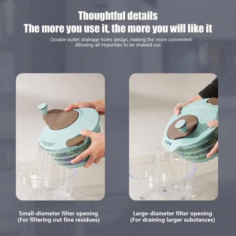 Salad Spinner with Clear Serving Bowl Lettuce Dryer Spinner Fruit and Veg Wash Drainer 25cm for Salad Preparation