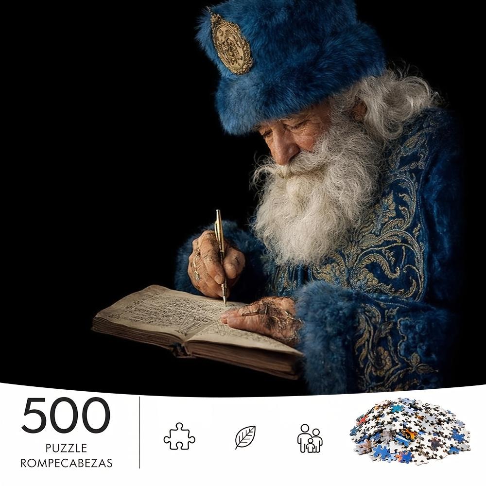 500pcs/Puzzle Game for Training Endurance And Logic Thinking - Exquisite Puzzle - (Blue Fur Old Night Recording Old Scroll) Suitable for Living Room D