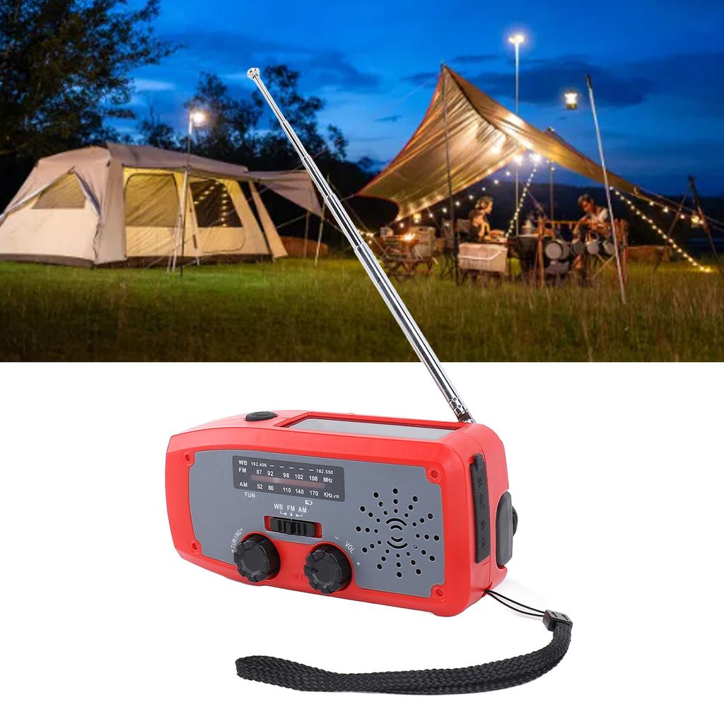 Emergency Hand Crank Radio with LED Flashlight AM FM NOAA Portable Weather Radio with 2000mAh Battery USB  d Solar Power for Camping